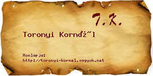 Toronyi Kornél névjegykártya