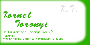 kornel toronyi business card